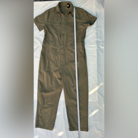 Thursdays Utility Jumpsuit olive color short sleeve romper - Picture 7 of 15
